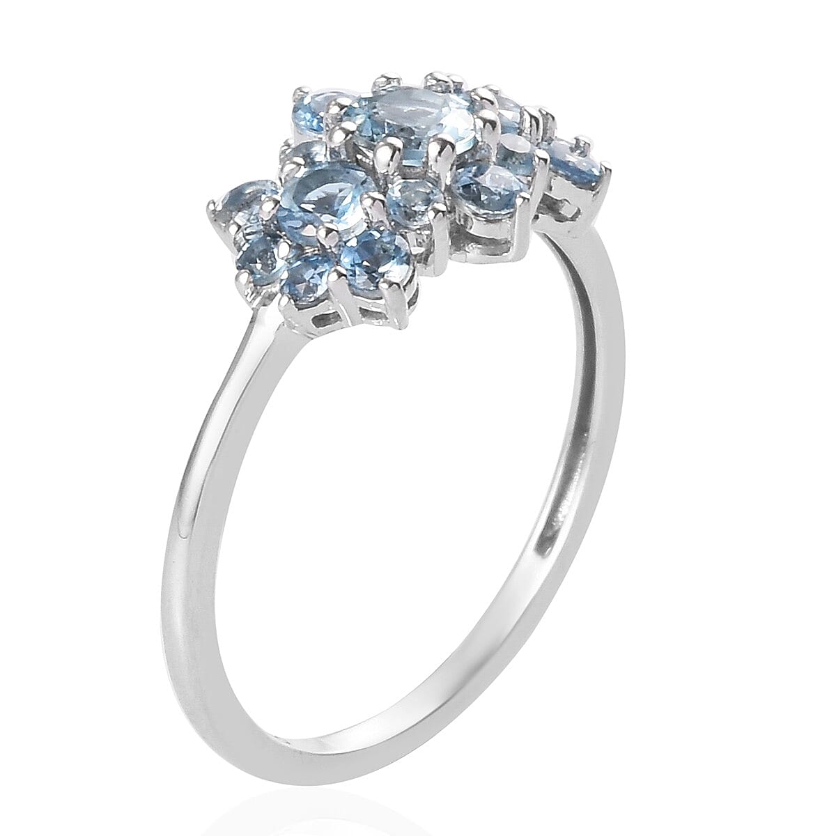 One Time Deal-9K White Gold AA Santamaria Aquamarine Boat Ring 1.08 Ct. 3767872 4