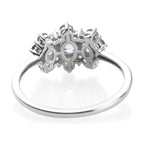 One Time Deal- 9K White Gold AA Santamaria Aquamarine Boat Ring 1.06 Ct.