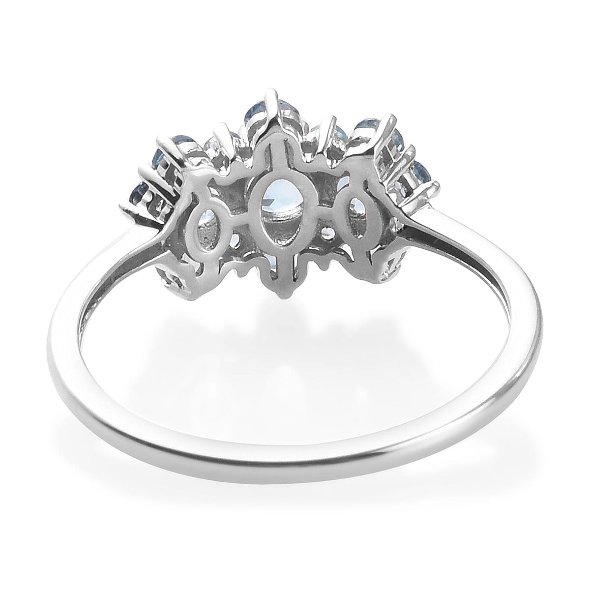 One Time Deal-9K White Gold AA Santamaria Aquamarine Boat Ring 1.08 Ct. 3767872 5