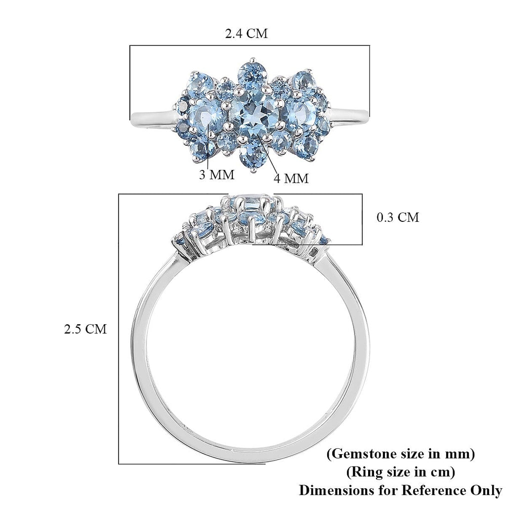 One Time Deal- 9K White Gold AA Santamaria Aquamarine Boat Ring 1.06 Ct.