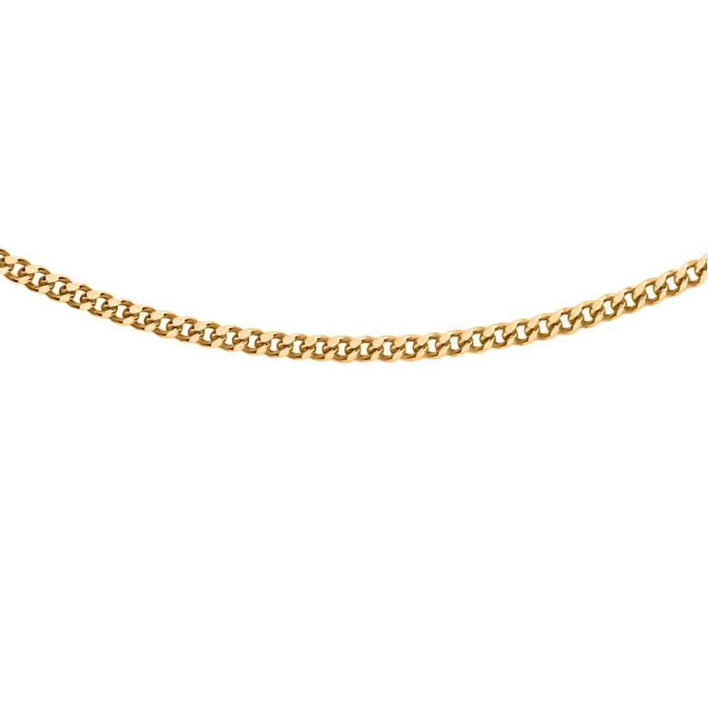 One Time Deal - 9K Yellow Gold Diamond Cut Curb Necklace (Size - 18) with Spring Ring Clasp