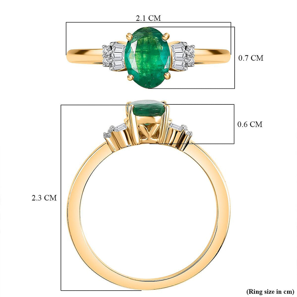 One Time Deal- 9K Yellow Gold Emerald and White Diamond Ring