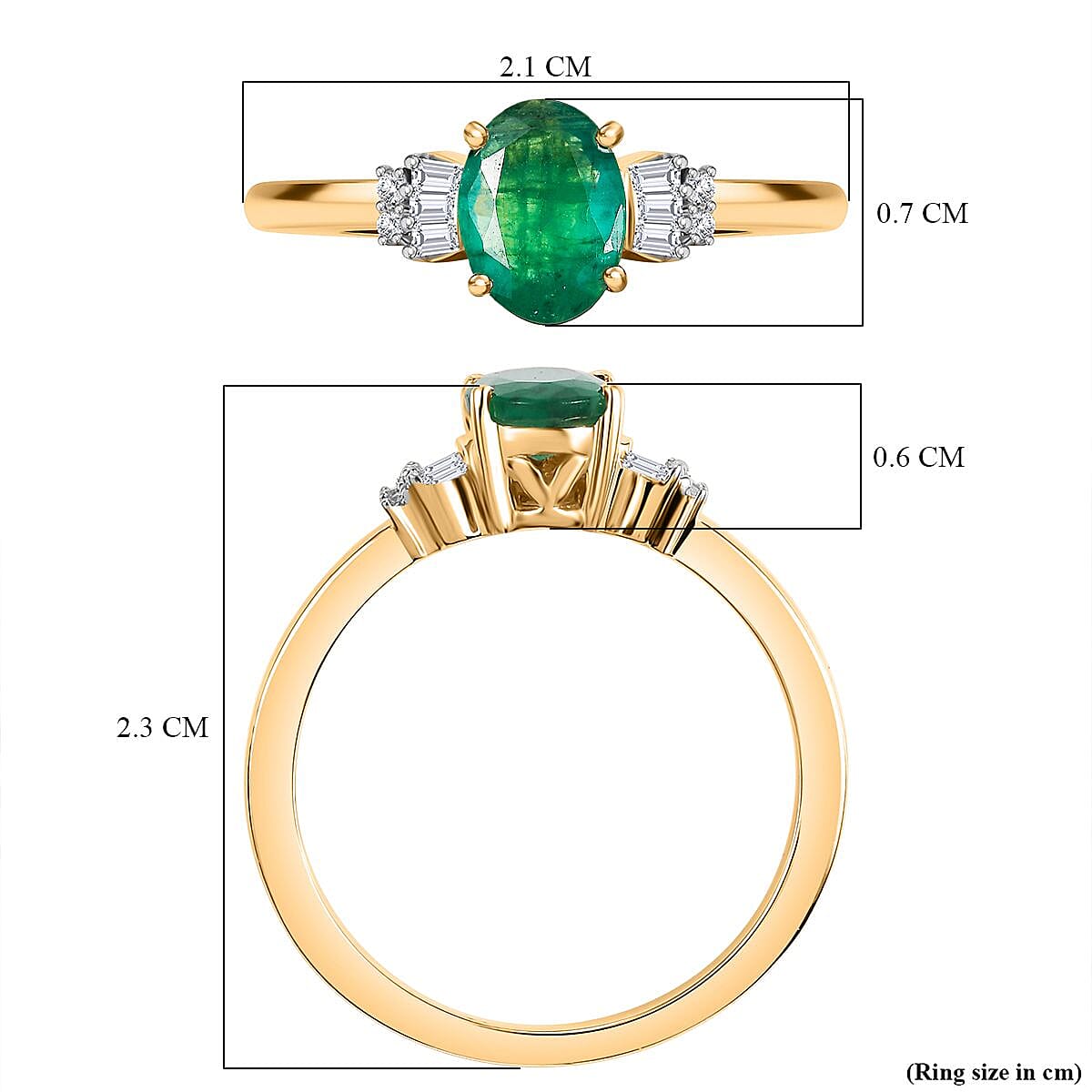9K Yellow Gold Emerald and White Diamond Ring 7863871 11