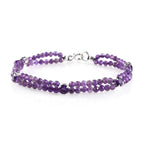 Amethyst Beads Bracelet (Size - 7.5) in Sterling Silver 25.50 Ct.
