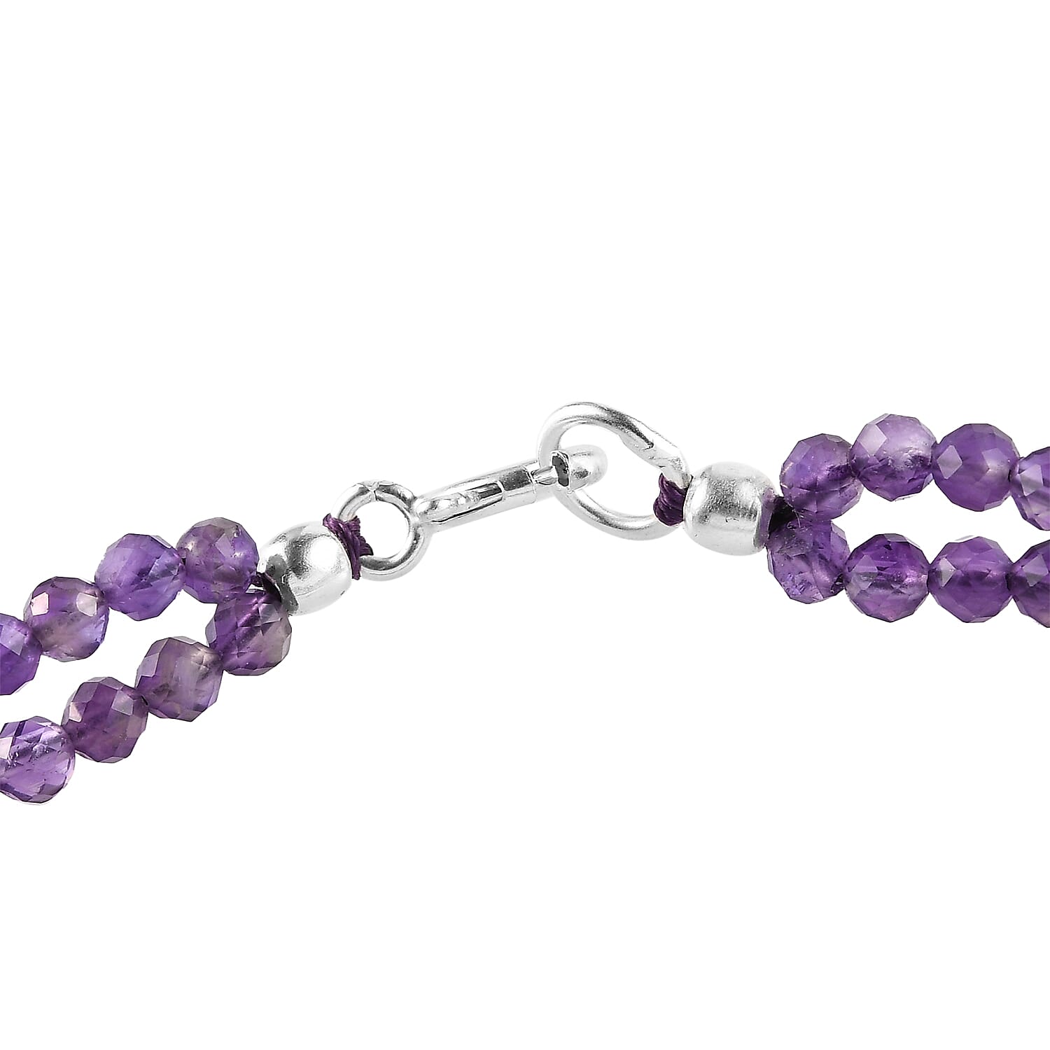 One Time Deal-Amethyst Beads Bracelet (Size - 7.5) in Sterling Silver 25.50 Ct. 7838459 3