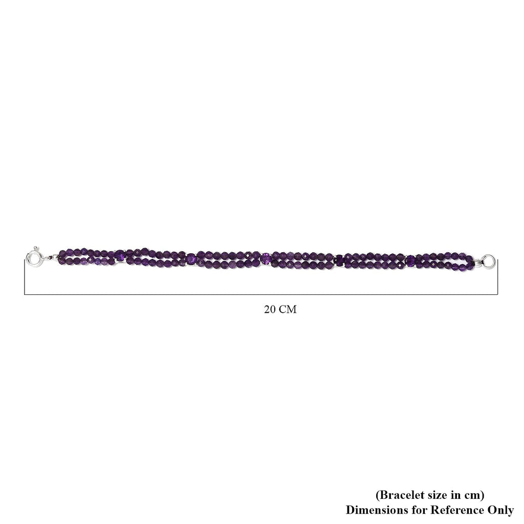 Amethyst Beads Bracelet (Size - 7.5) in Sterling Silver 25.50 Ct.
