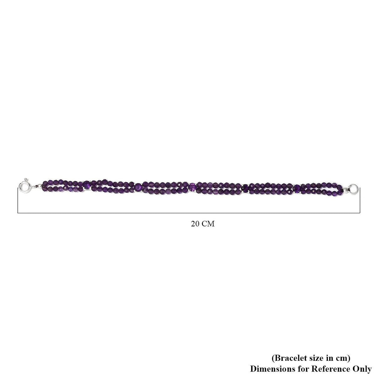 One Time Deal-Amethyst Beads Bracelet (Size - 7.5) in Sterling Silver 25.50 Ct. 7838459 4