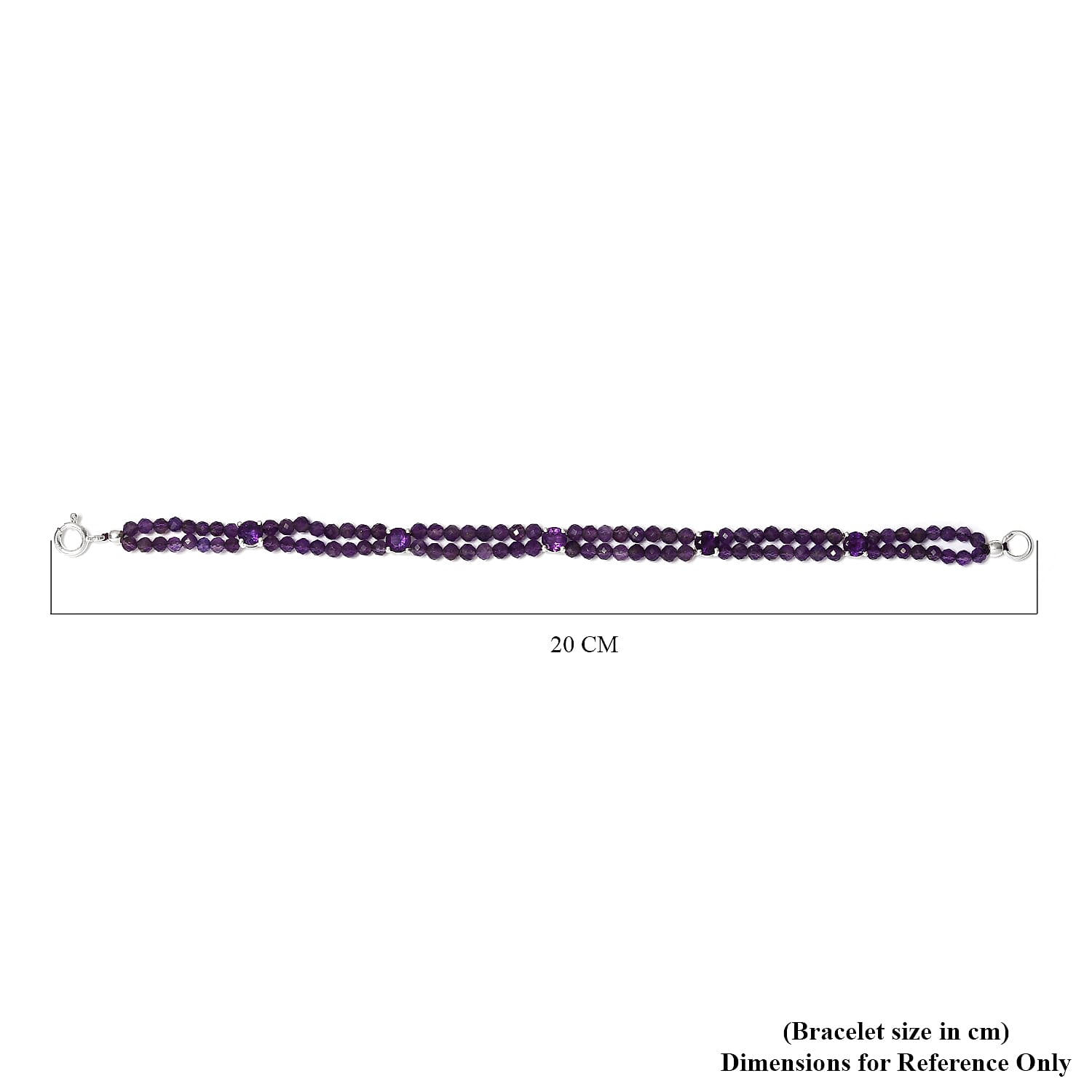 One Time Deal-Amethyst Beads Bracelet (Size - 7.5) in Sterling Silver 25.50 Ct. 7838459 4