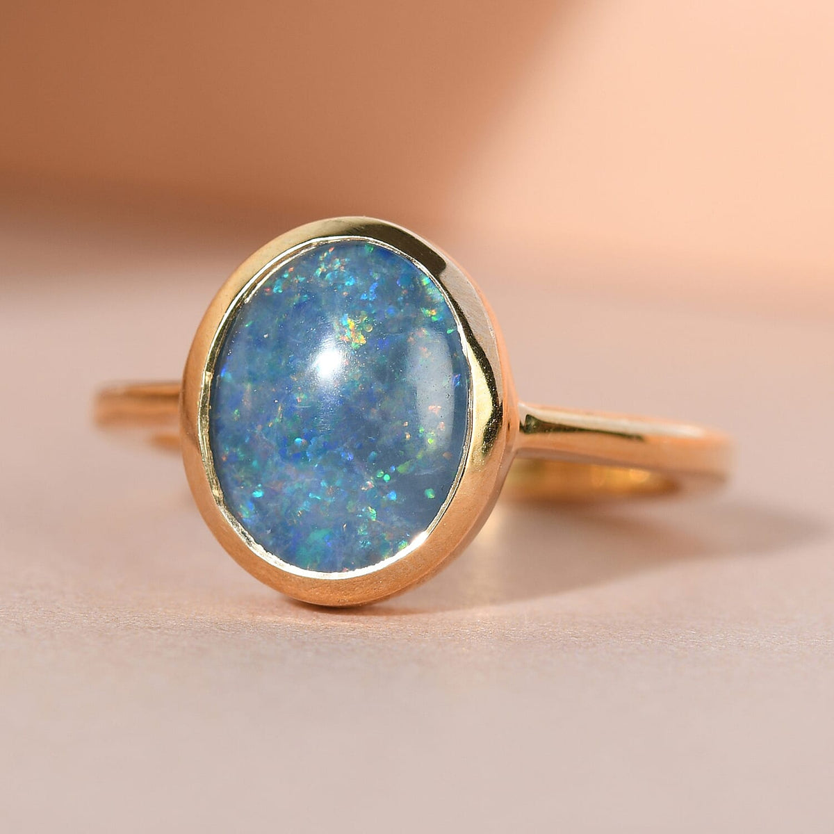One Time Deal - Australian Boulder Opal Solitaire Ring in 18K Vermeil Yellow Gold Overlay Sterling Silver 3797516 2