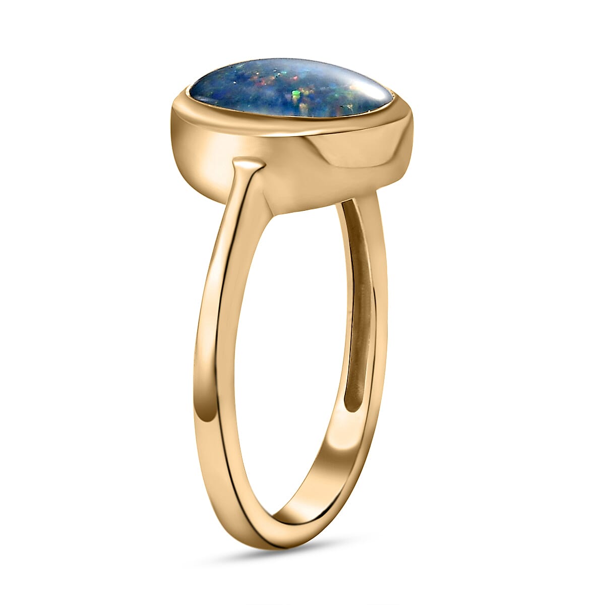 One Time Deal - Australian Boulder Opal Solitaire Ring in 18K Vermeil Yellow Gold Overlay Sterling Silver 3797516 4