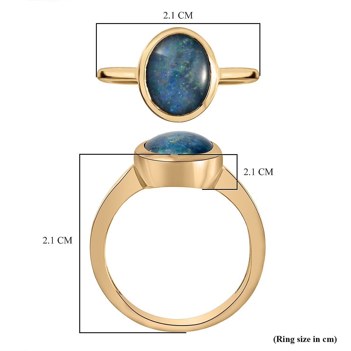 One Time Deal - Australian Boulder Opal Solitaire Ring in 18K Vermeil Yellow Gold Overlay Sterling Silver 3797516 6