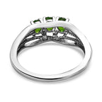 One Time Deal- Chrome Diopside 3 Stone Ring in Platinum Overlay Sterling Silver