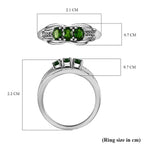 One Time Deal- Chrome Diopside 3 Stone Ring in Platinum Overlay Sterling Silver