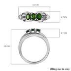 One Time Deal- Chrome Diopside 3 Stone Ring in Platinum Overlay Sterling Silver