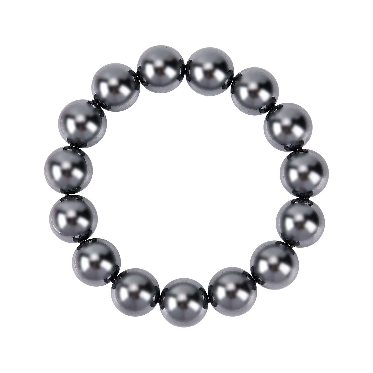 One Time Deal - Hematite Bracelet (Size 7.5 Strachable) 500.00 Ct. 7660412 11