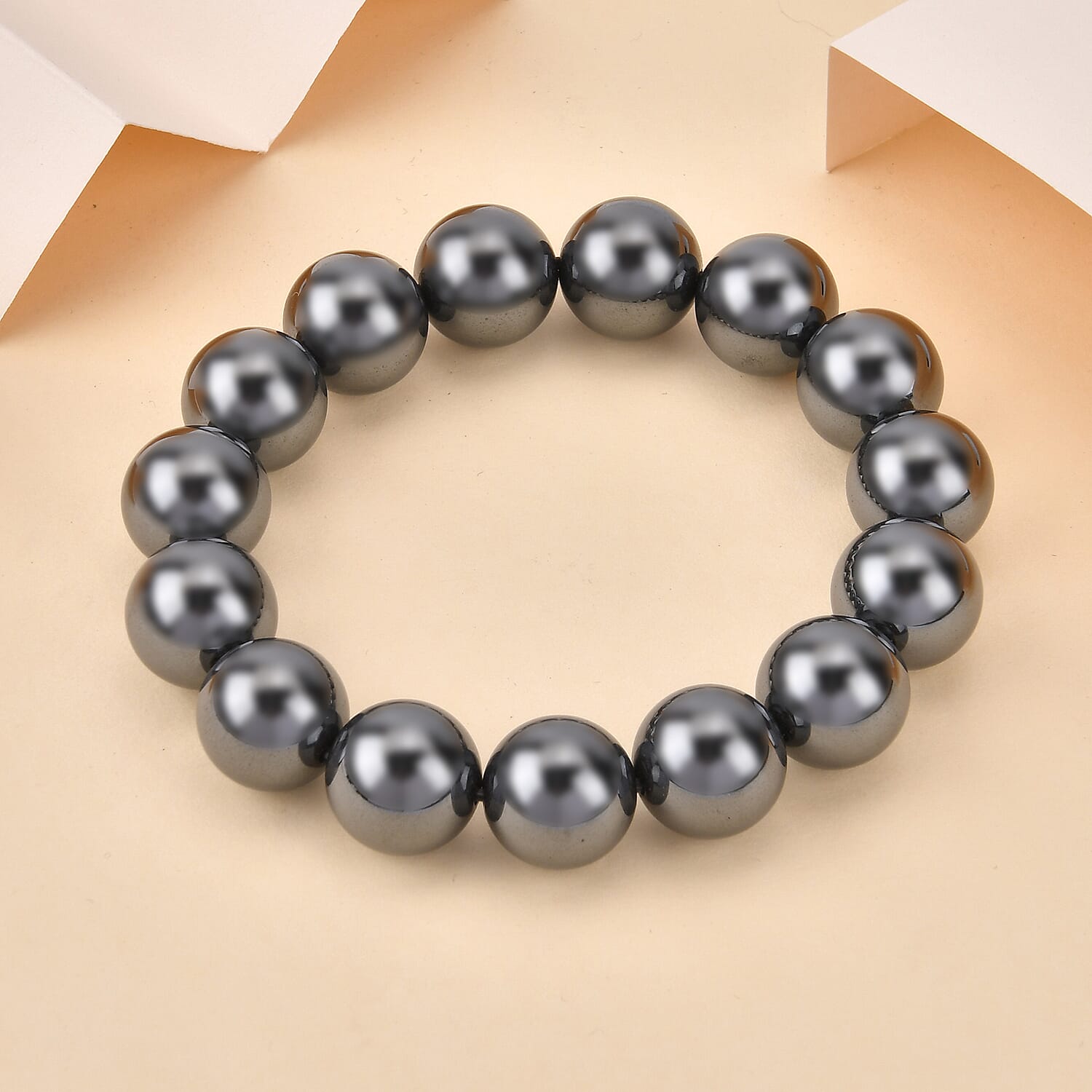 One Time Deal - Hematite Bracelet (Size 7.5 Strachable) 500.00 Ct. 7660412 12