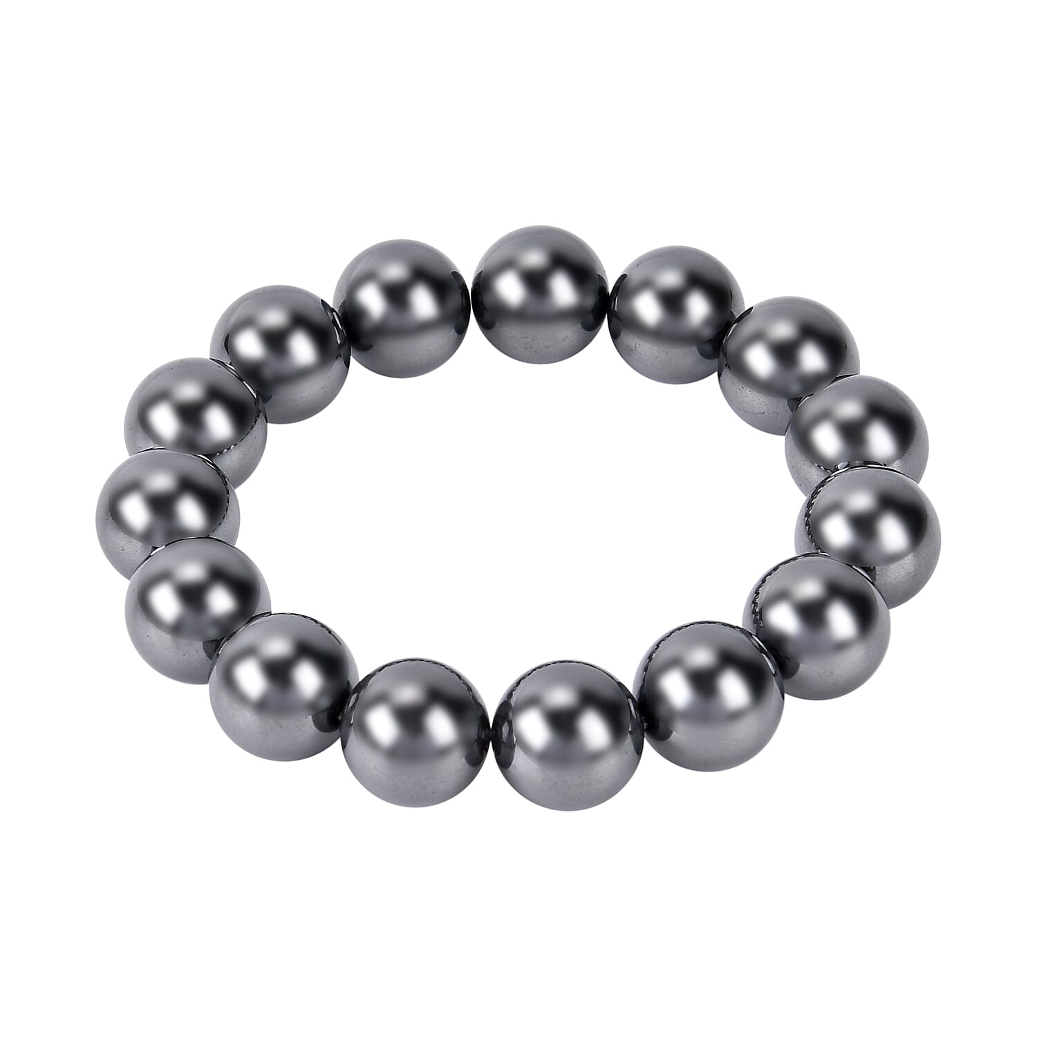One Time Deal - Hematite Bracelet (Size 7.5 Strachable) 500.00 Ct. 7660412 14