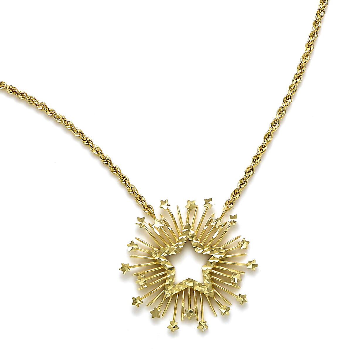 One Time Deal Only- 9K Yellow Gold Starburst Necklace (Size - 20) 7951844 1