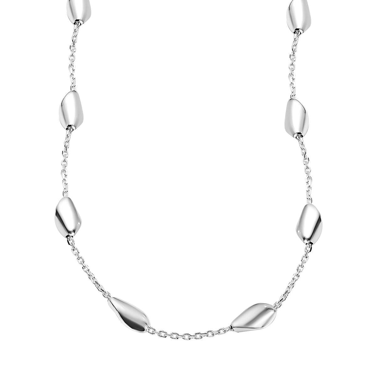 One Time Deal - Platinum Overlay Sterling Silver Station Necklace (Size - 30) 7566814 0