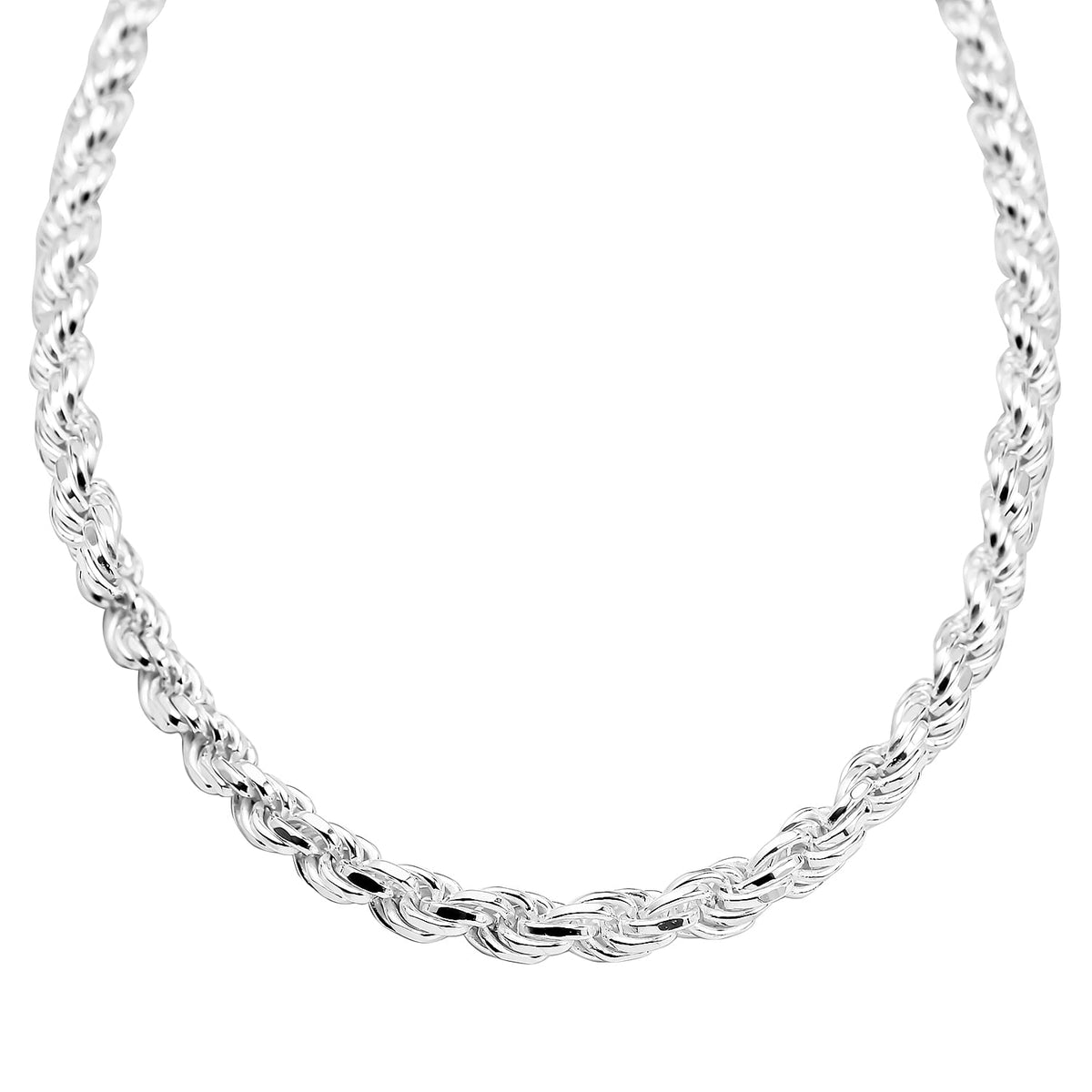 Rhodium Overlay Sterling Silver Rope Necklace (Size - 24), Silver Wt. 66.42 Gms 7272208 1