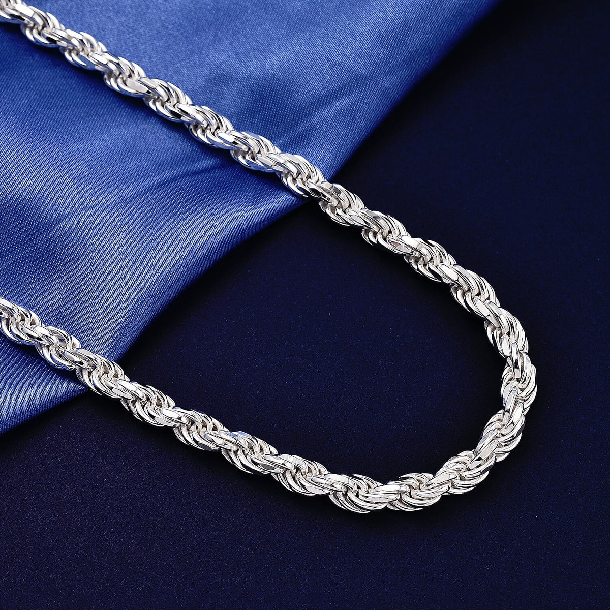 Rhodium Overlay Sterling Silver Rope Necklace (Size - 24), Silver Wt. 66.42 Gms 7272208 3