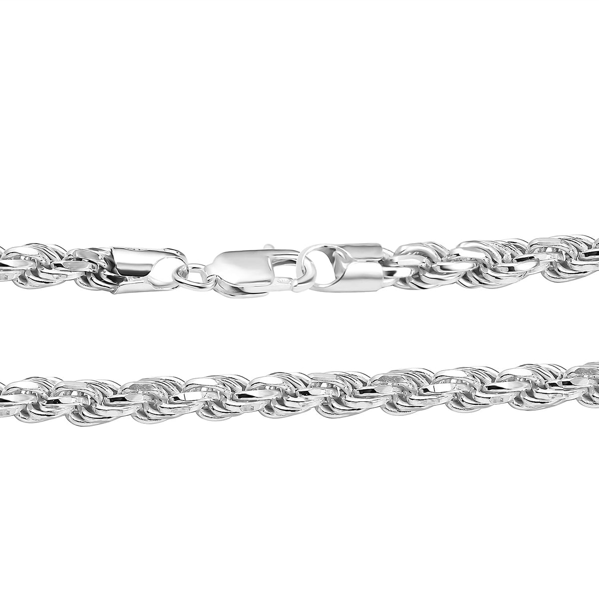 Rhodium Overlay Sterling Silver Rope Necklace (Size - 24), Silver Wt. 66.42 Gms 7272208 7
