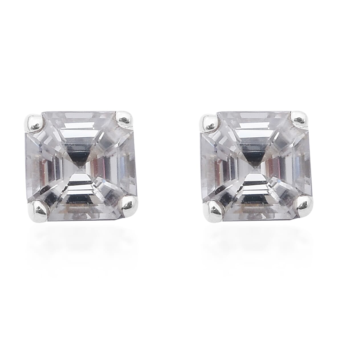 One Time Deal-Tanzanian Natural Zircon Asscher Cut Earrings in Rhodium Overlay Sterling Silver 2.00 Ct 6886008 0