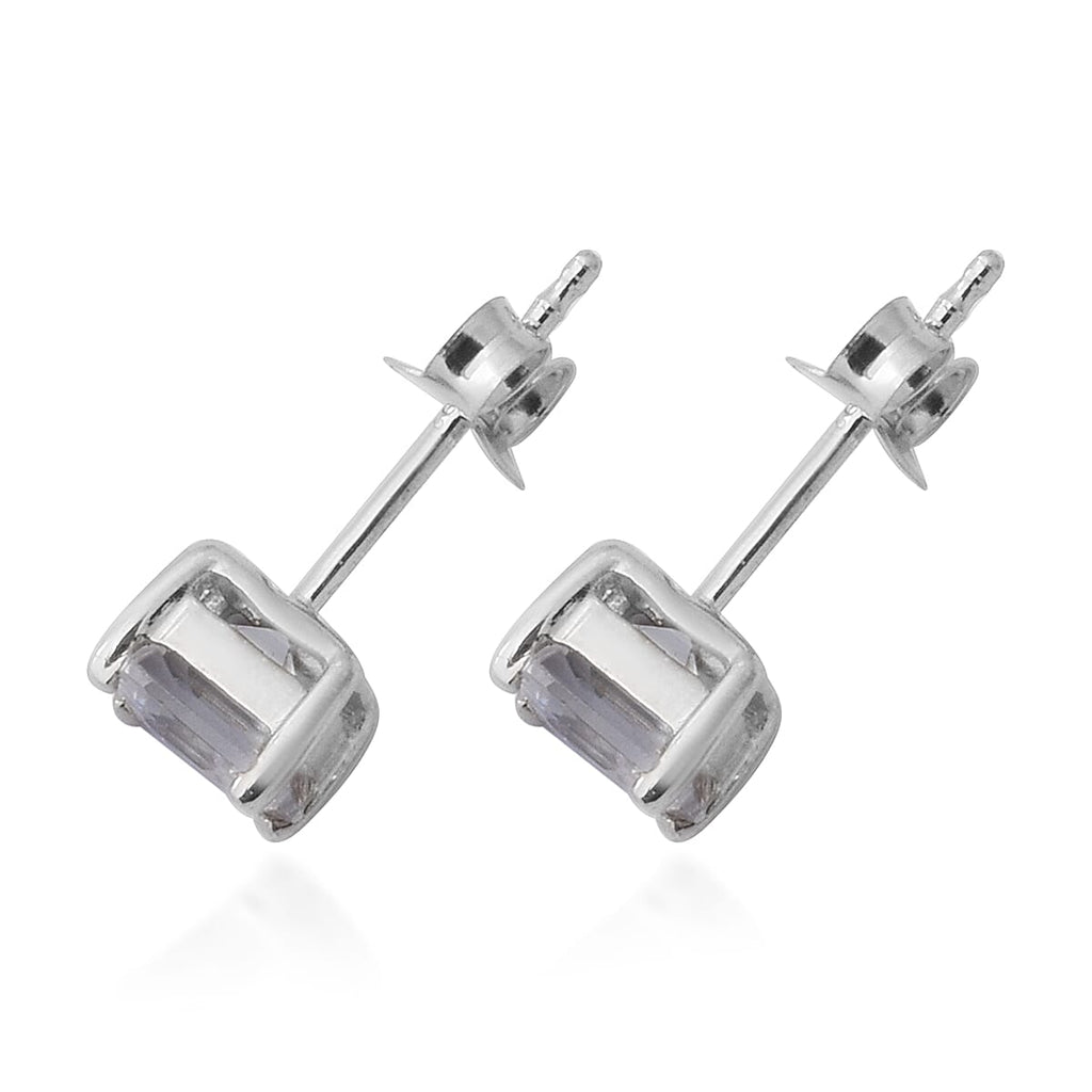One Time Deal-Tanzanian Natural  Zircon Asscher Cut Earrings in Rhodium Overlay Sterling Silver 2.00 Ct