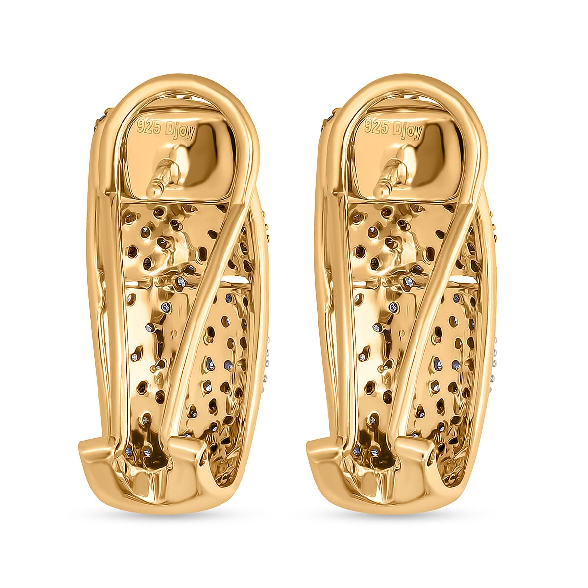 One Time Mega Closeout - Designer Inspired Natural Champagne Diamond, Black &amp; Natural White Diamond Dome Earring in 18K Vermeil Yellow Gold Plated Sterling Silver 1.15 Ct. 8036933 4