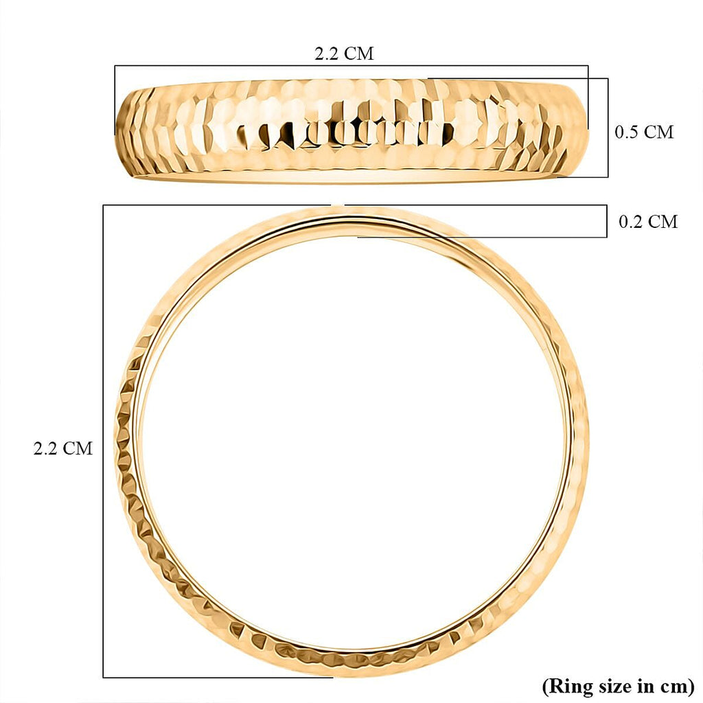 Royal Bali Collection - 9K Yellow Gold Diamond Cut Band Ring