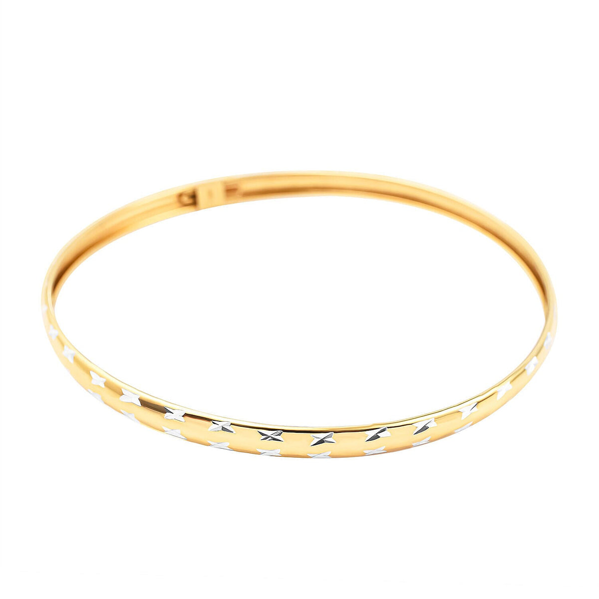Yellow Gold Overlay Sterling Silver Bangle ( Size 8) 7199463 0