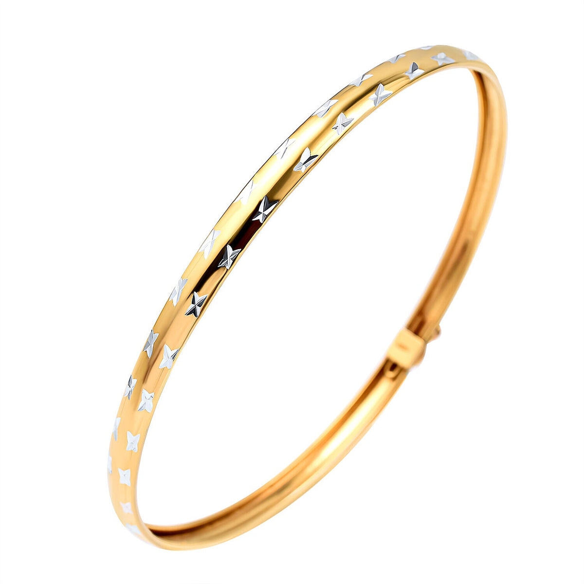 Yellow Gold Overlay Sterling Silver Bangle ( Size 8) 7199463 2