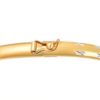 One time Close Out Deal - White and Yellow Gold Overlay Sterling Silver Bangle (Size 8)