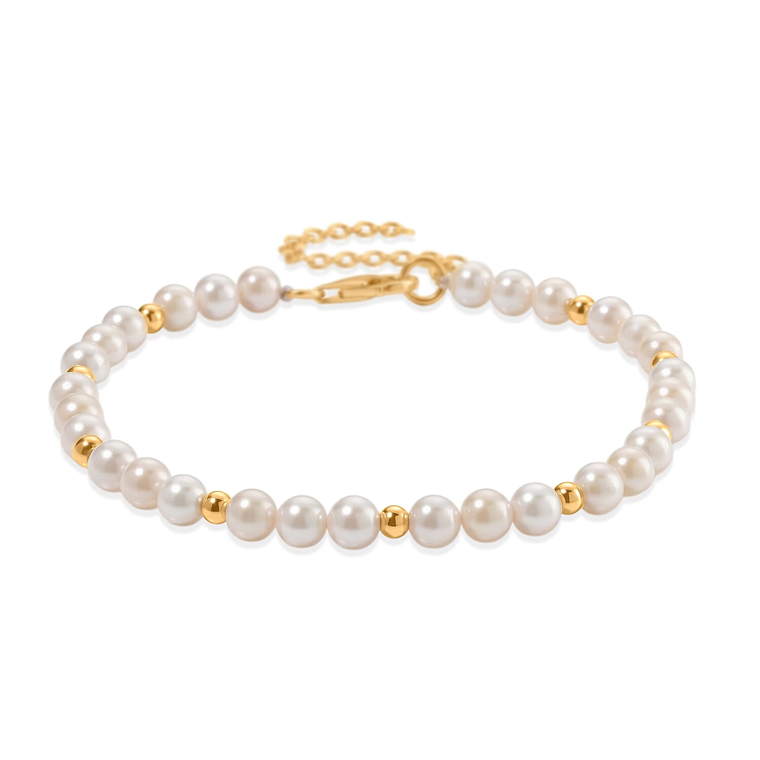 Japanese Akoya Pearl Beads Bracelet (Size 7+2 EXT) with Lobster Clasp in Yellow Gold Plated Sterling Silver V32515808 0