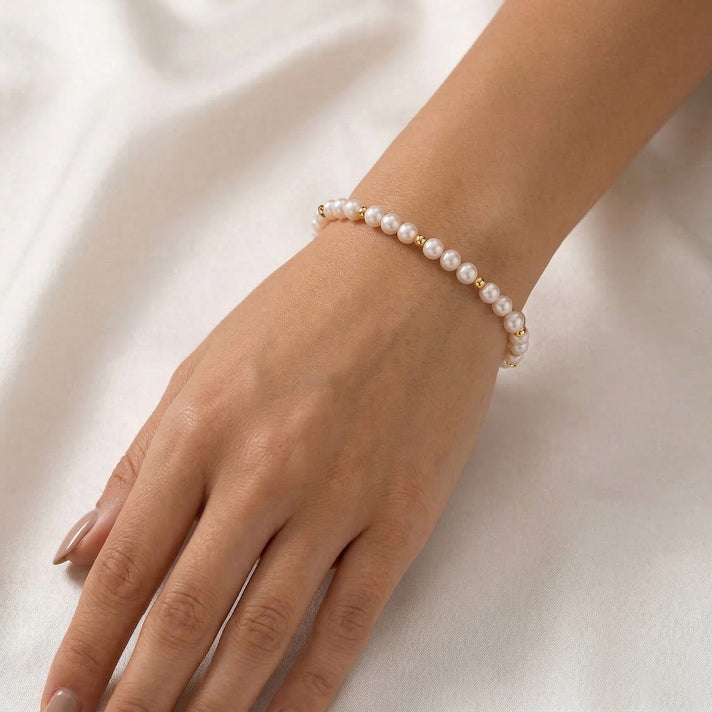 Japanese Akoya Pearl Beads Bracelet (Size 7-2 EXT) with Lobster Clasp in Yellow Gold Plated Sterling Silver 8501736 2