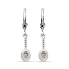 Opal and Natural Zircon Solitaire Dangle Earrings in Platinum Overlay Sterling Silver