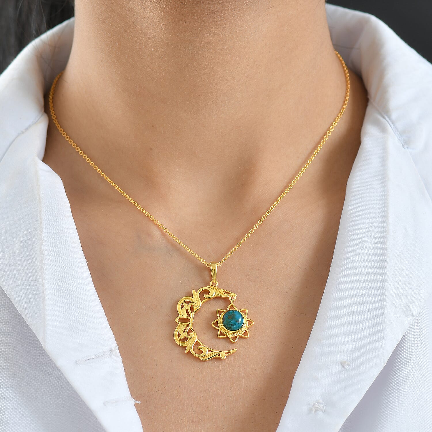 Opalina Moon Pendant with Chain (Size 20) in Yellow Gold Plated 2.00 Ct. 4432049 3