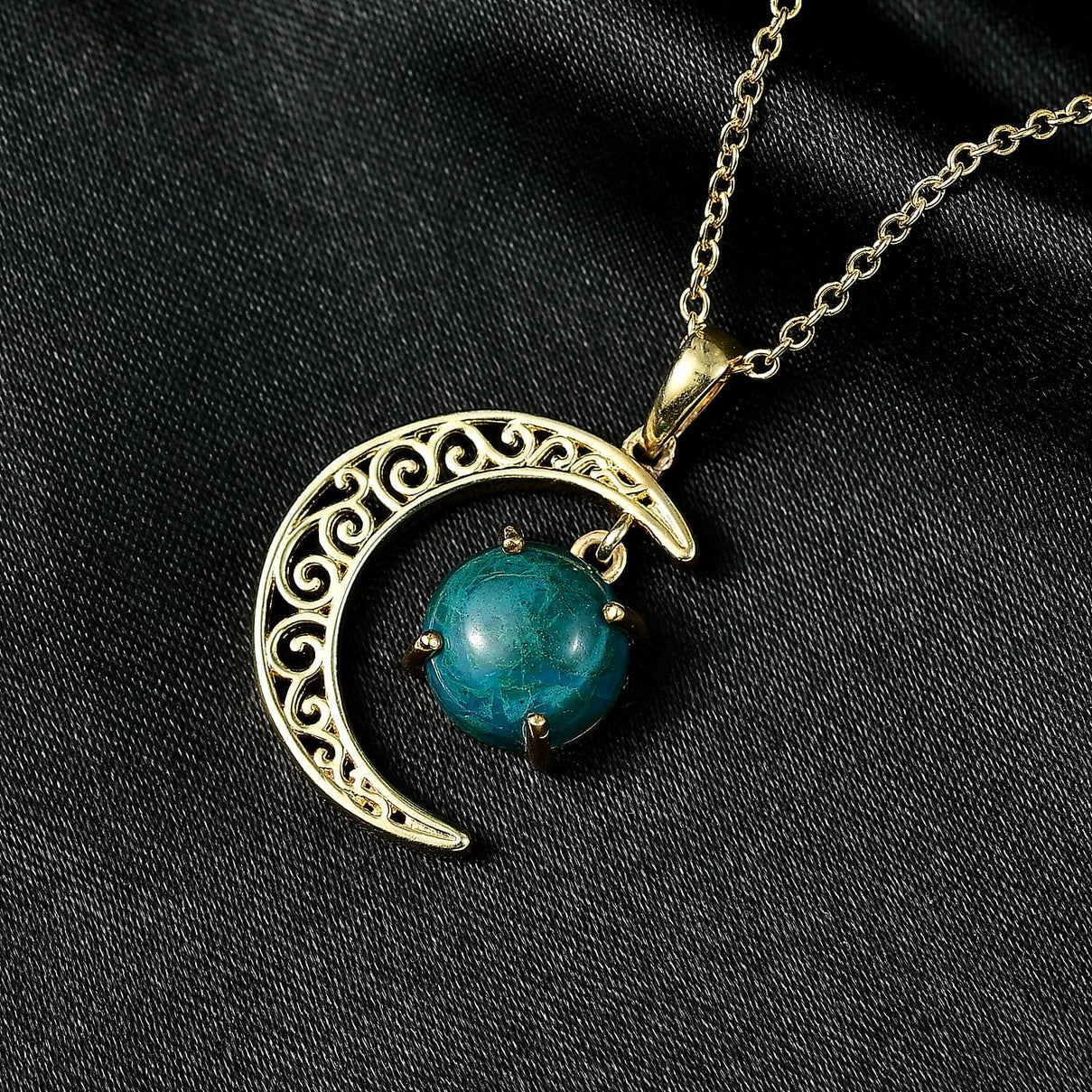 Opalina Moon Pendant with Chain (Size 20) in Yellow Gold Plated 4.10 Ct. 4432053 2