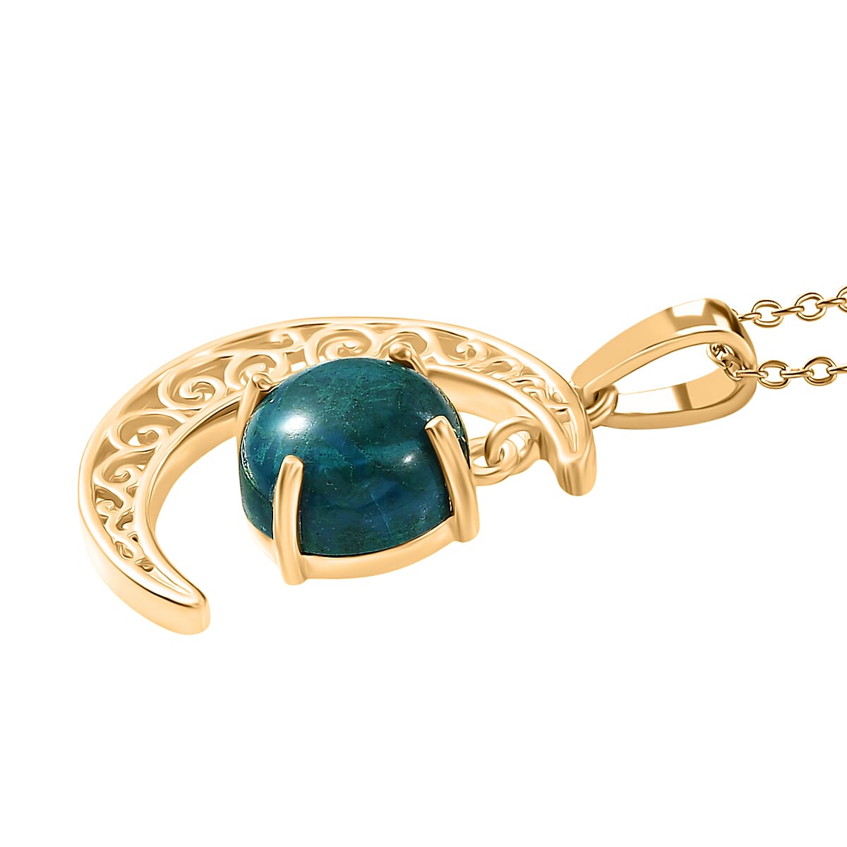 Opalina Moon Pendant with Chain (Size 20) in Yellow Gold Plated 4.10 Ct. 4432053 4
