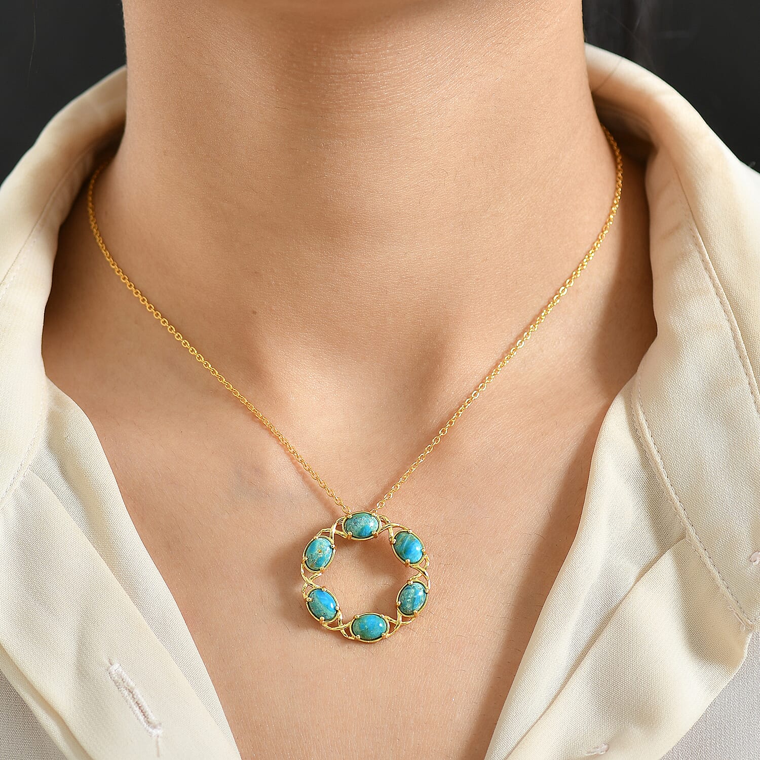 Opalina Pendant with Chain (Size 20) in Yellow Gold Plated 4.20 Ct. 4432050 3