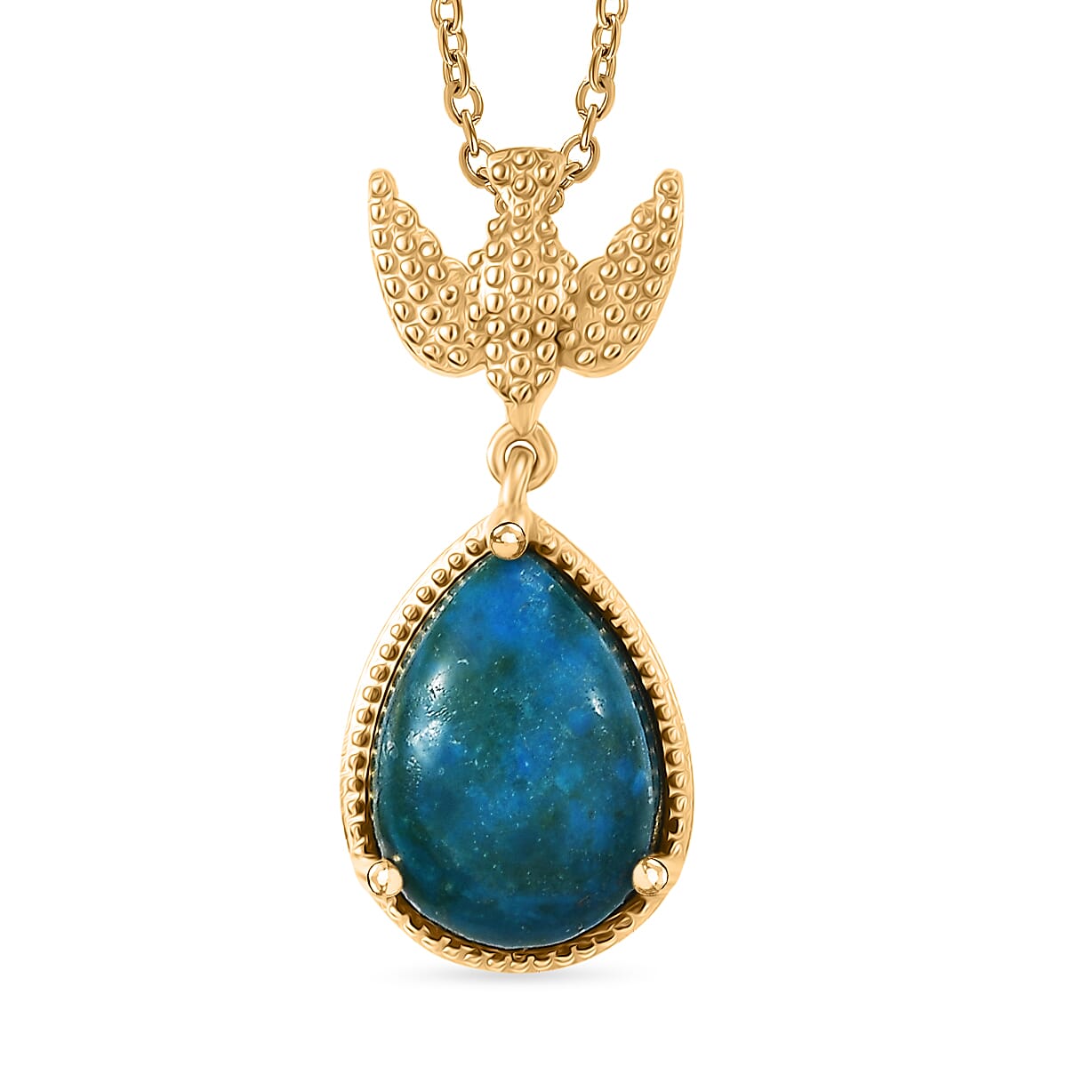 4.5 Ct. Angel Wing Opalina Teardrop Pendant Necklace with Stainless Steel Chain (Size 20) in Yellow Gold Plating 4440783 0