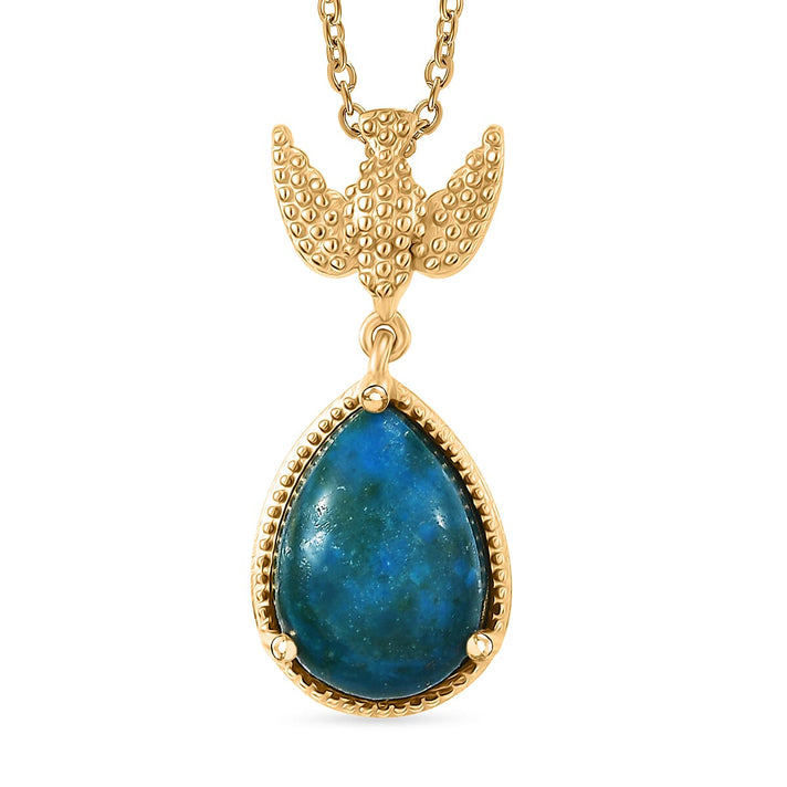 4.5 Ct. Angel Wing Opalina Teardrop Pendant Necklace with Stainless Steel Chain (Size 20) in Yellow Gold Plating V32733590 1