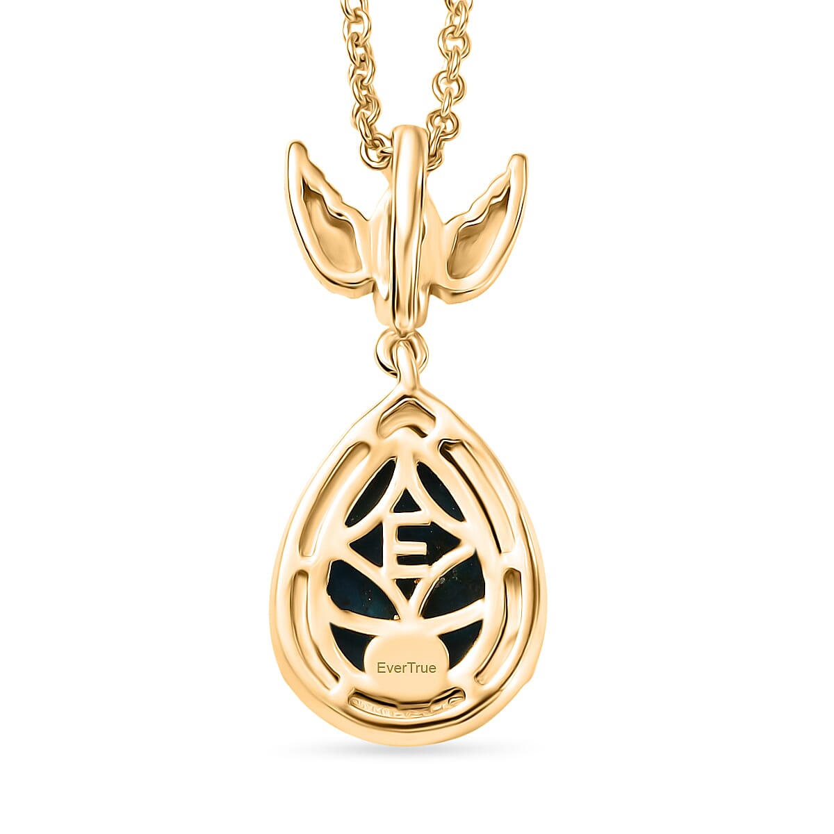 4.5 Ct. Angel Wing Opalina Teardrop Pendant Necklace with Stainless Steel Chain (Size 20) in Yellow Gold Plating 4440783 5