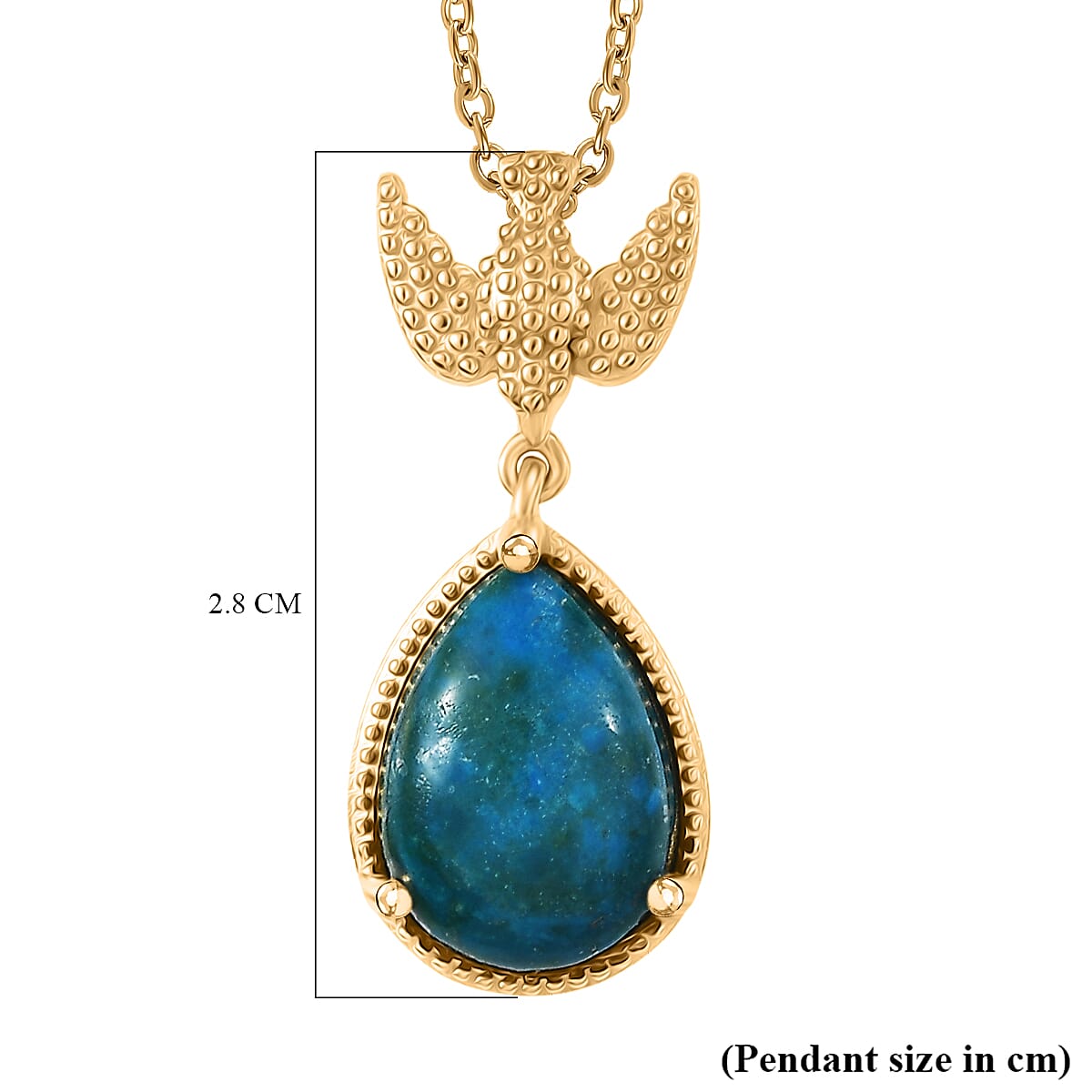 4.5 Ct. Angel Wing Opalina Teardrop Pendant Necklace with Stainless Steel Chain (Size 20) in Yellow Gold Plating 4440783 6