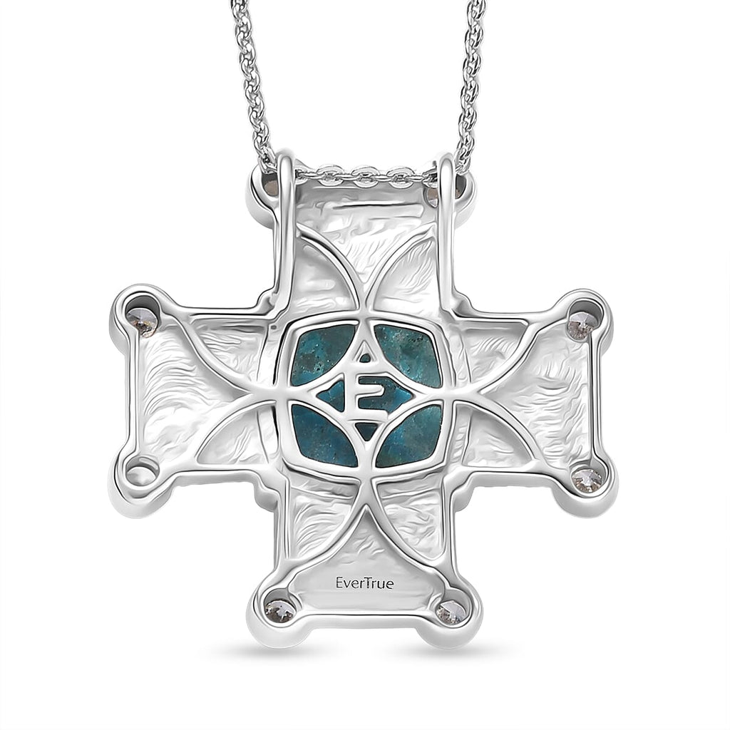 EverTrue Opalina & White Cubic Zirconia Pendant with Chain (Size 20) in Silver Tone 5.05 Ct.