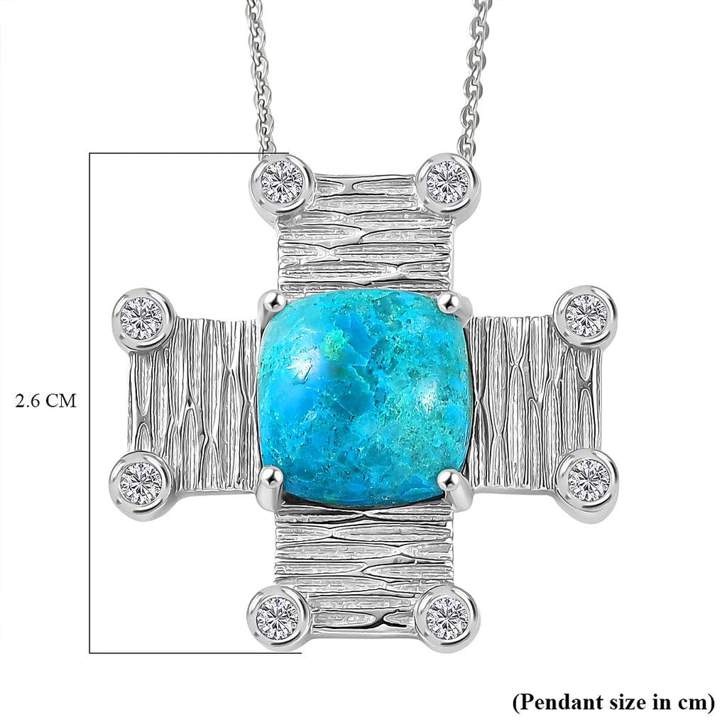 EverTrue Opalina & White Cubic Zirconia Pendant with Chain (Size 20) in Silver Tone 5.05 Ct.