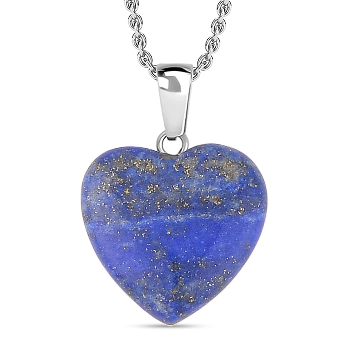 Set of 7 - Opalite, Blue Howlite and Multi Gemstone Heart Pendant With Stainless Steel Chain (Size 20) 10.50 Ct. 4123530 2