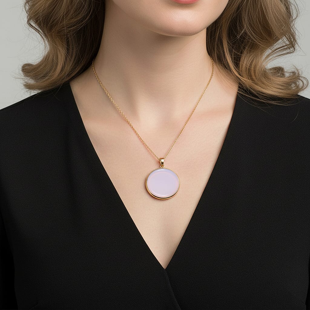 Opalite Mystic Glow Pendant with Chain (Size 20+2 Ext) in Yellow Gold Tone 15.00 Ct. (35x21) V32515962 2