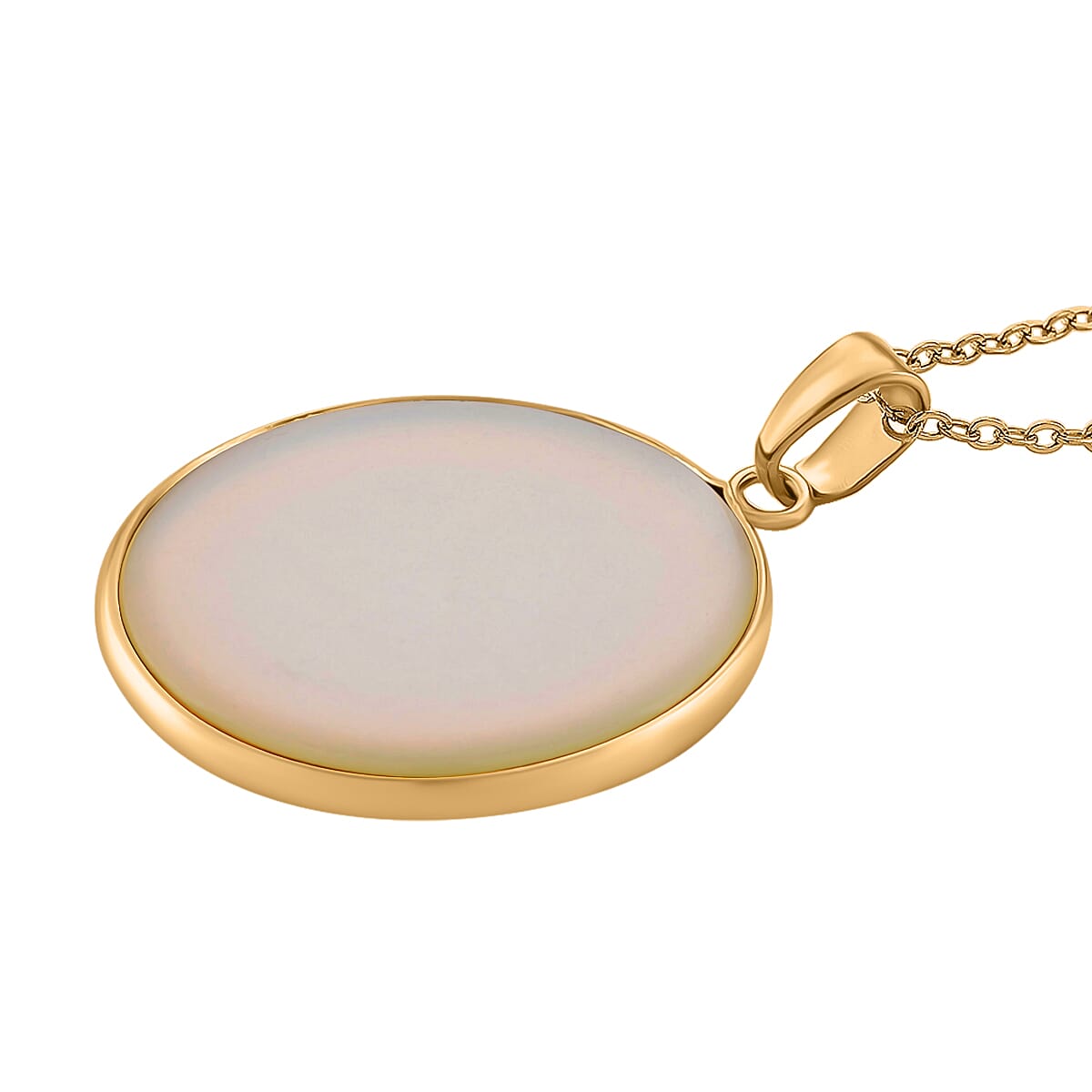 Opalite Mystic Glow Pendant with Chain (Size 20+2 Ext) in Yellow Gold Tone 15.00 Ct. (35x21) V32515962 3