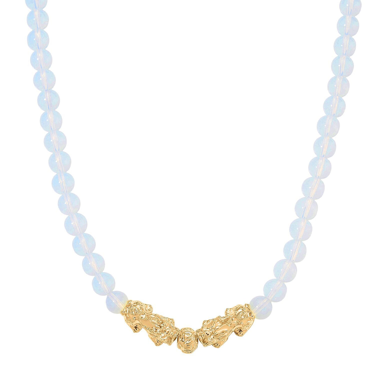 Opalite Beads, Pixiu Necklace (Size 18 - 2 Ext) in Yellow Goldtone 330.00 Ct. V32515575 0